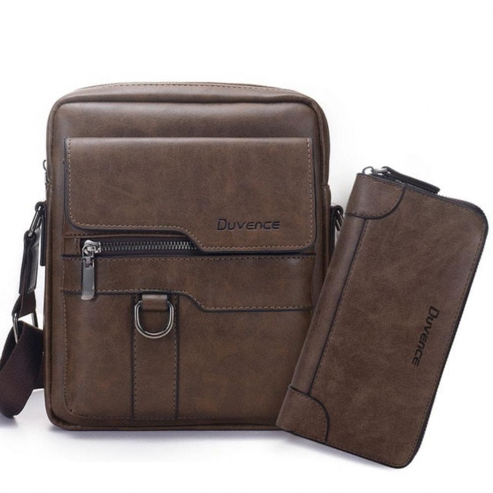Crossbody Business-veske I Skinn For Menn