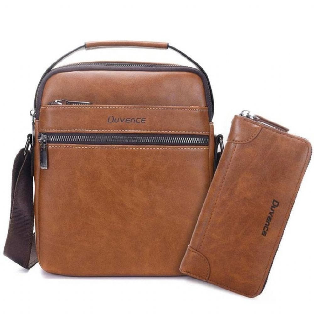 Crossbody Business-veske I Skinn For Menn