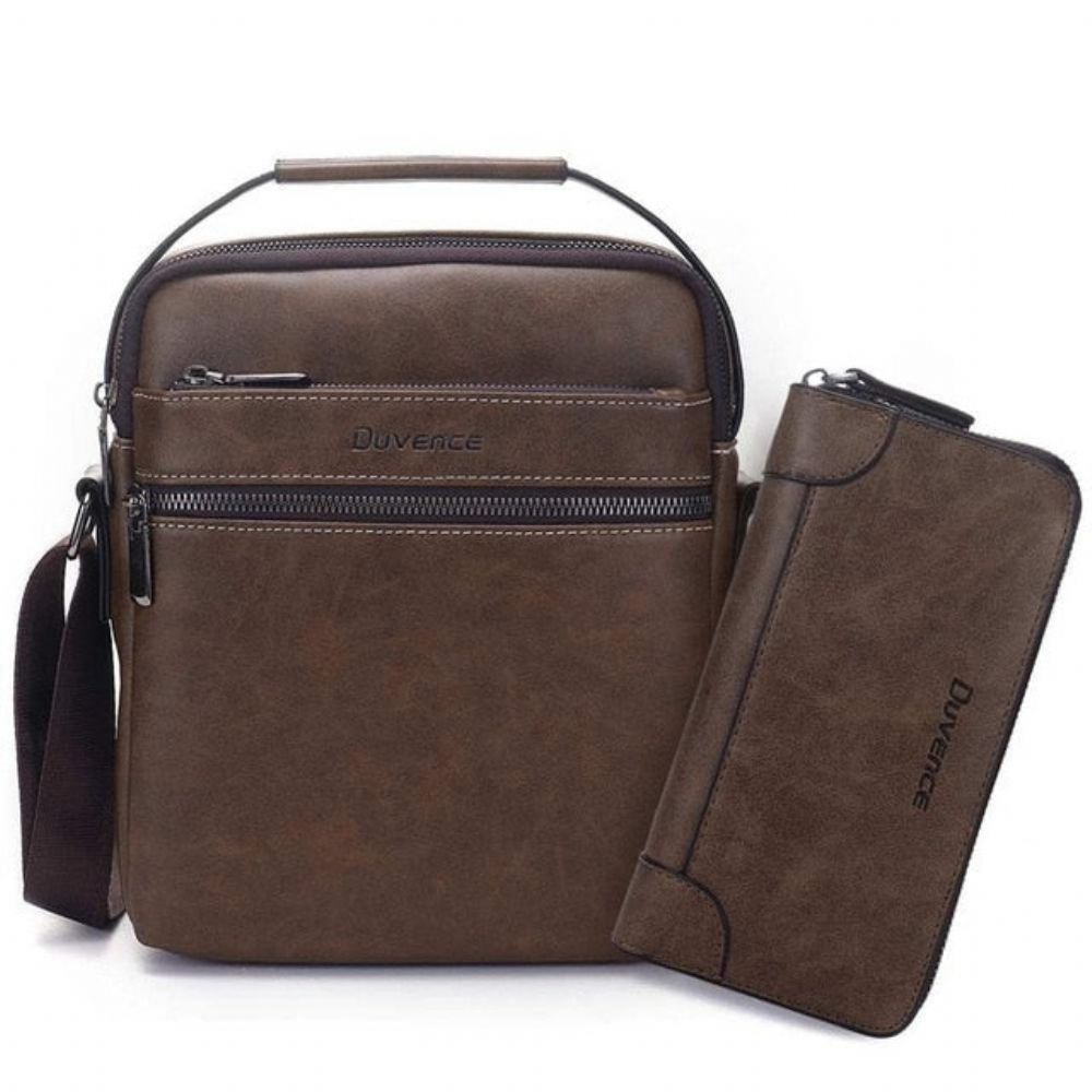 Crossbody Business-veske I Skinn For Menn