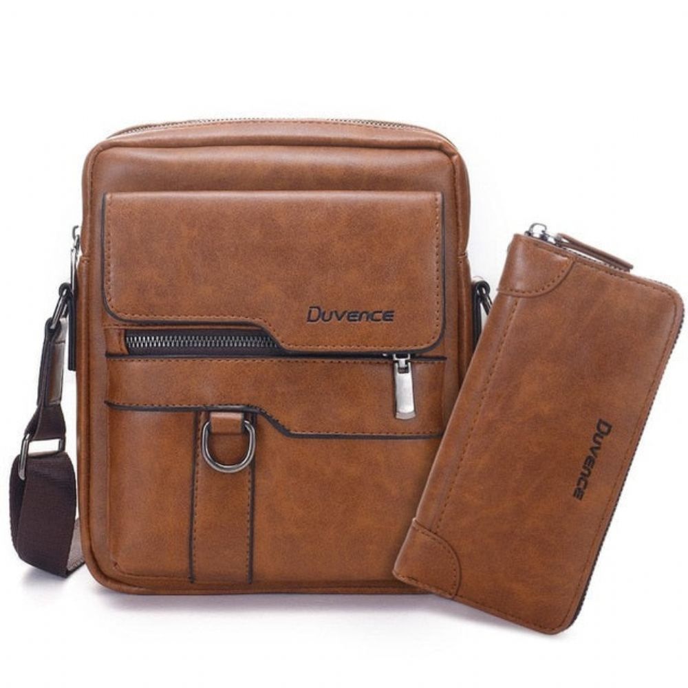 Crossbody Business-veske I Skinn For Menn