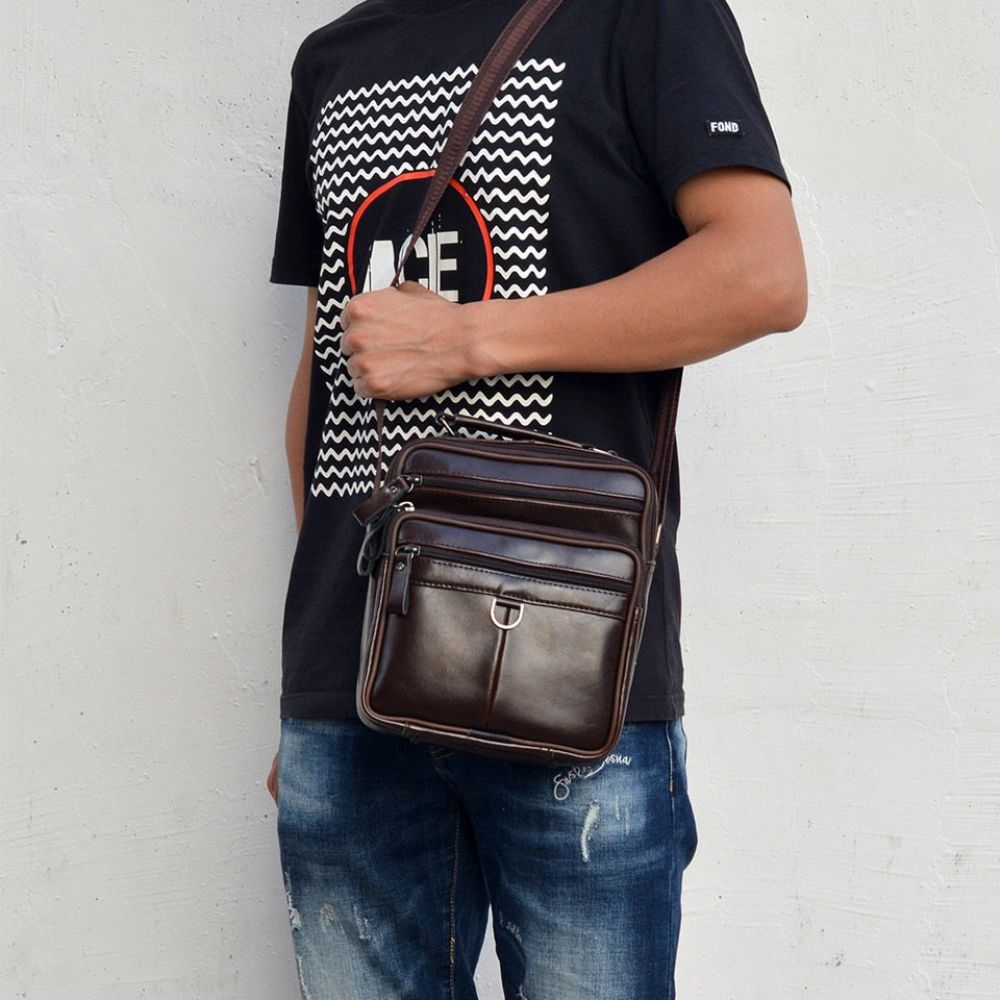 Mote Crossbody-veske I Ekte Skinn