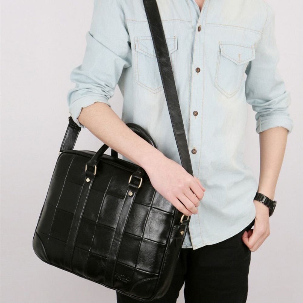 Plaid Design Skinnveske Med Stor Kapasitet
