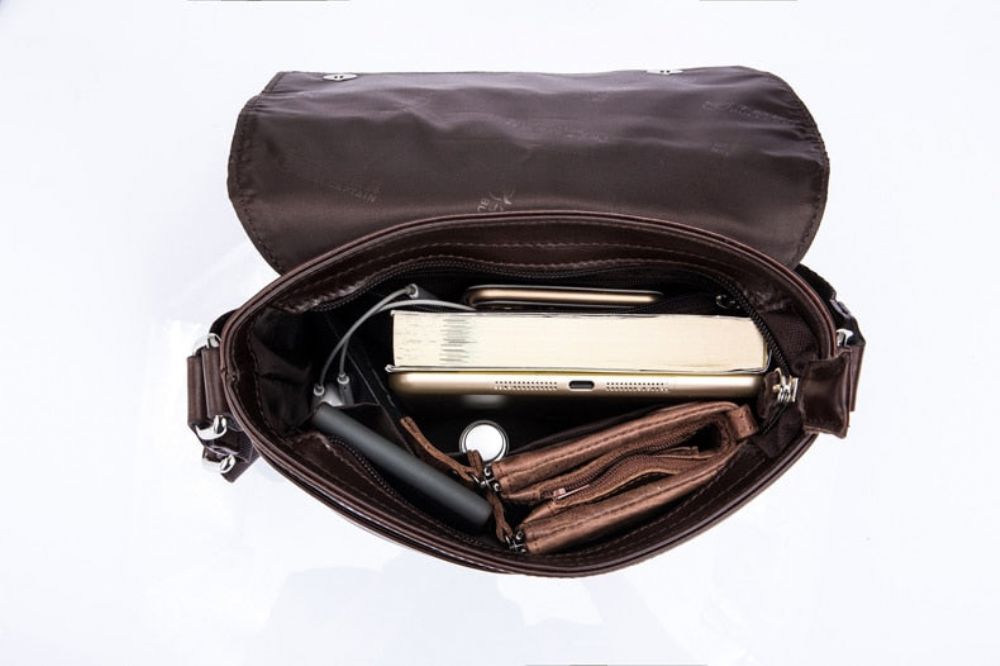 Vintage Crossbody-veske I Ekte Skinn