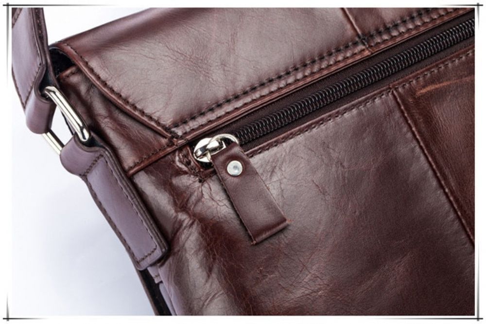 Vintage Crossbody-veske I Ekte Skinn