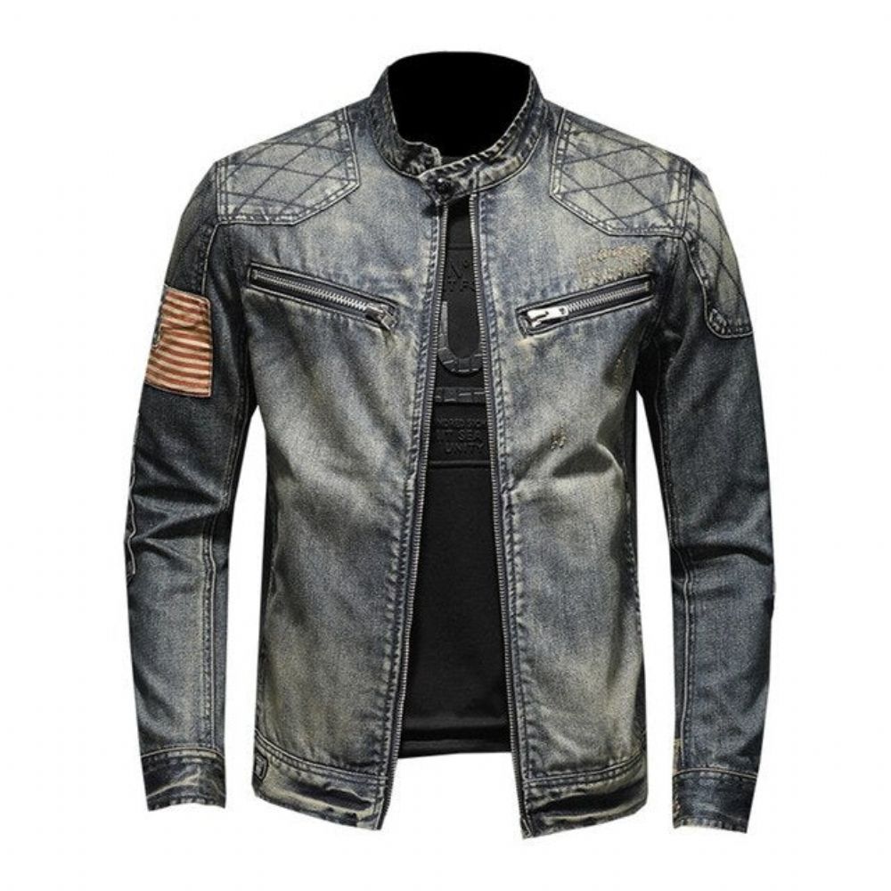 American Style Casual Zipper Jeans-jakke