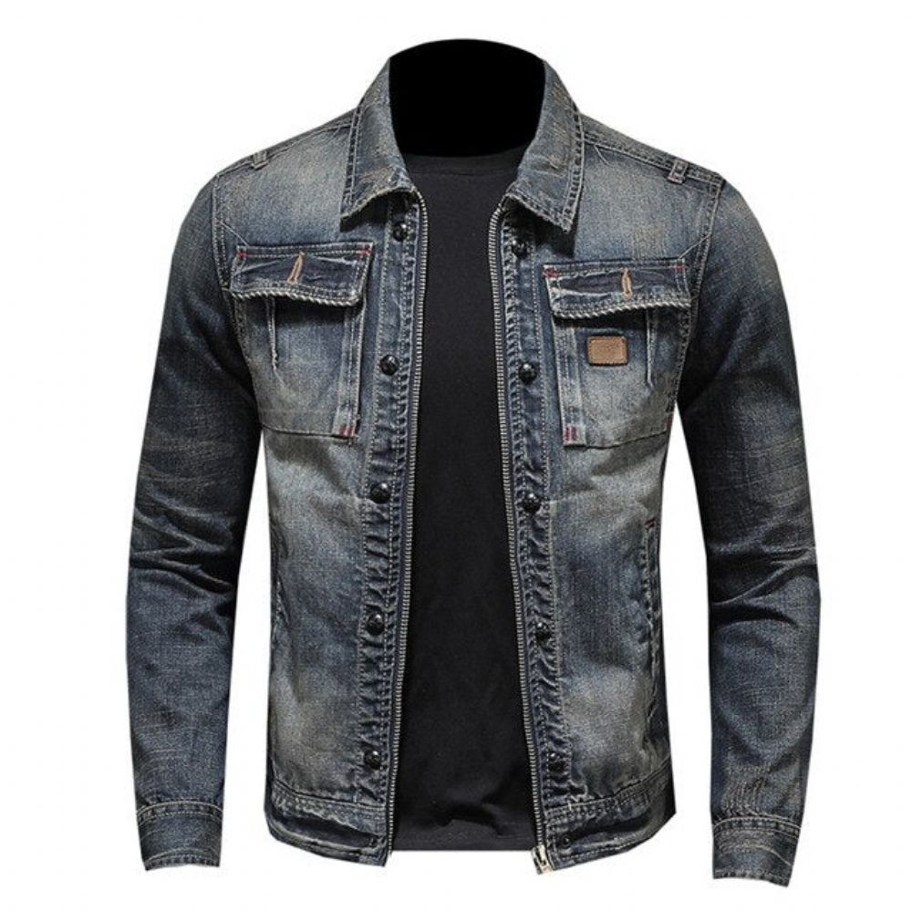American Style Casual Zipper Jeans-jakke