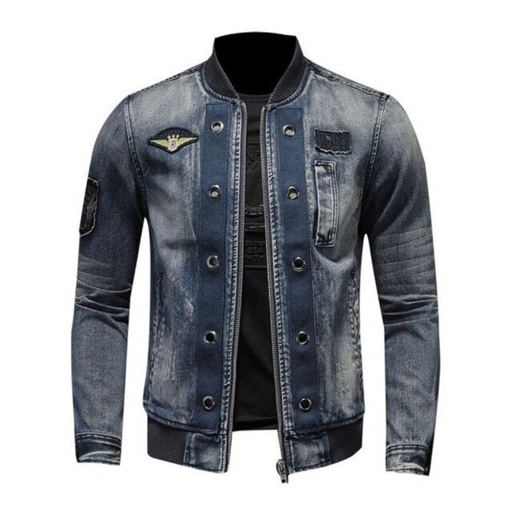 American Style Casual Zipper Jeans-jakke