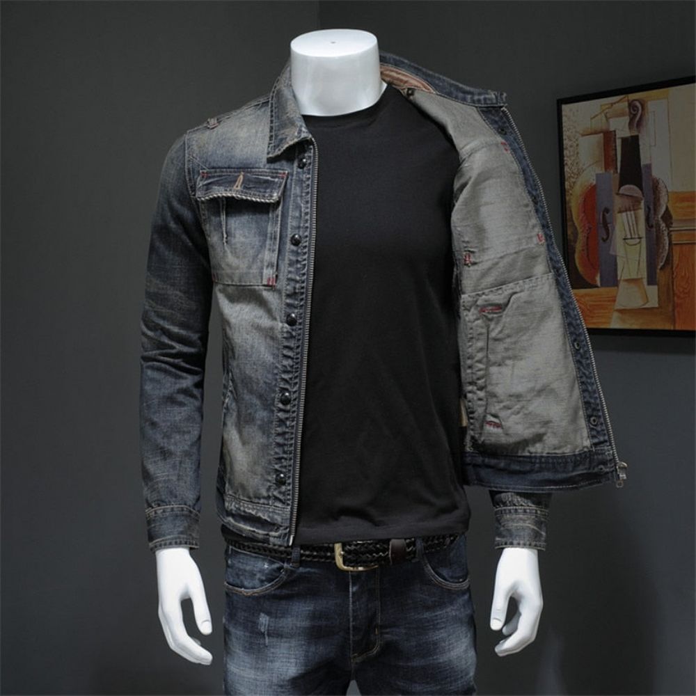 American Style Casual Zipper Jeans-jakke