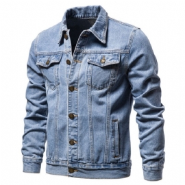 Denim Lapel Single Breasted Jesjakke