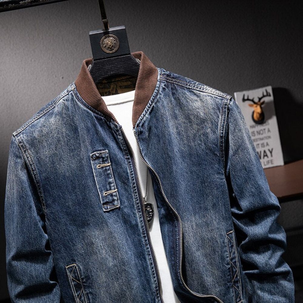 Høst Denim Casual Pilot Bomber Jacket