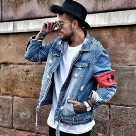 Rippet Ribbon Distressed Denimjakke