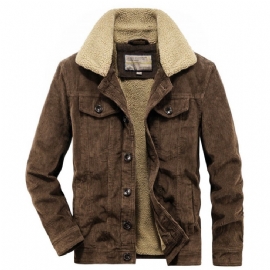 Varm Vinterjakke I Corduroy-denim