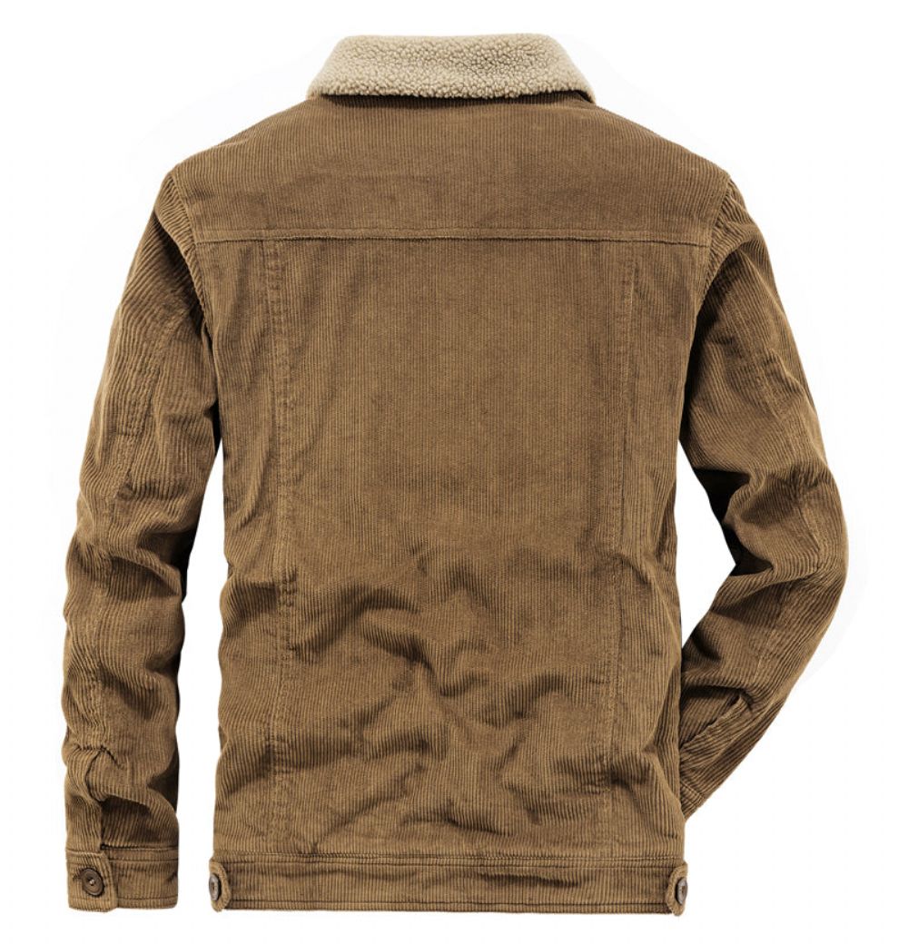 Varm Vinterjakke I Corduroy-denim