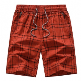 Bermuda Elastisk Midje Rutete Shorts
