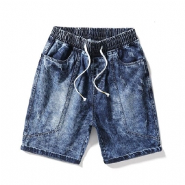 Mid-midje Vasket Rett Denimshorts