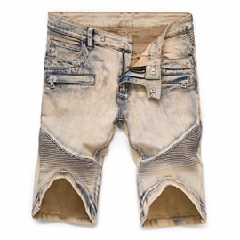 Plisserte Motorjeansshorts