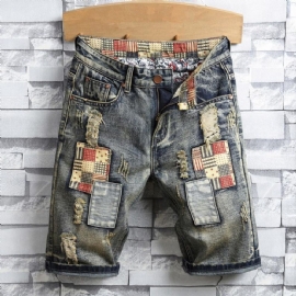 Ripped Patch Streetwear Retro Denimshorts