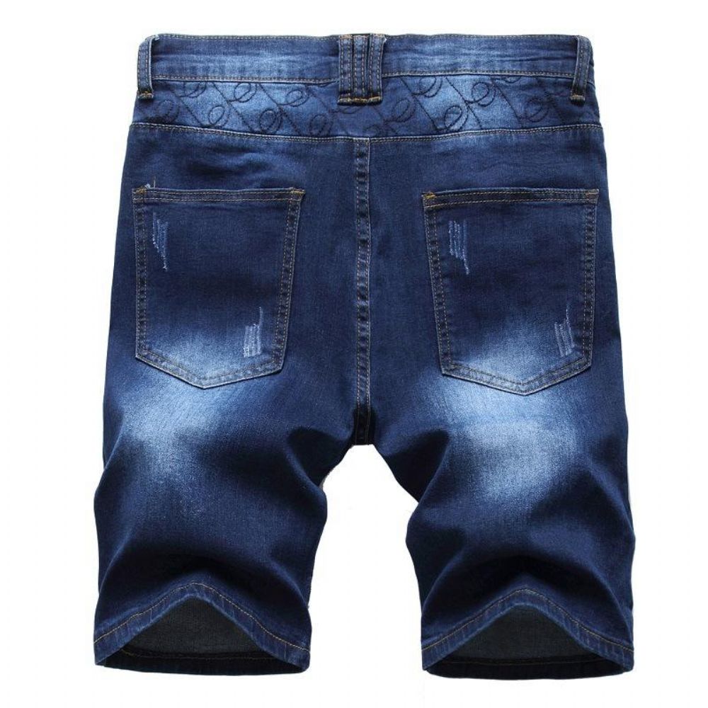 Vasket Fem-punkts Glidelås Shorts Jeans