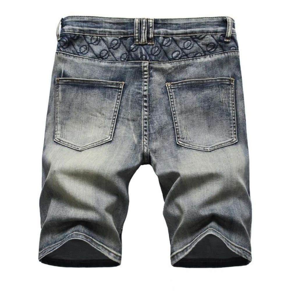 Vasket Fem-punkts Glidelås Shorts Jeans