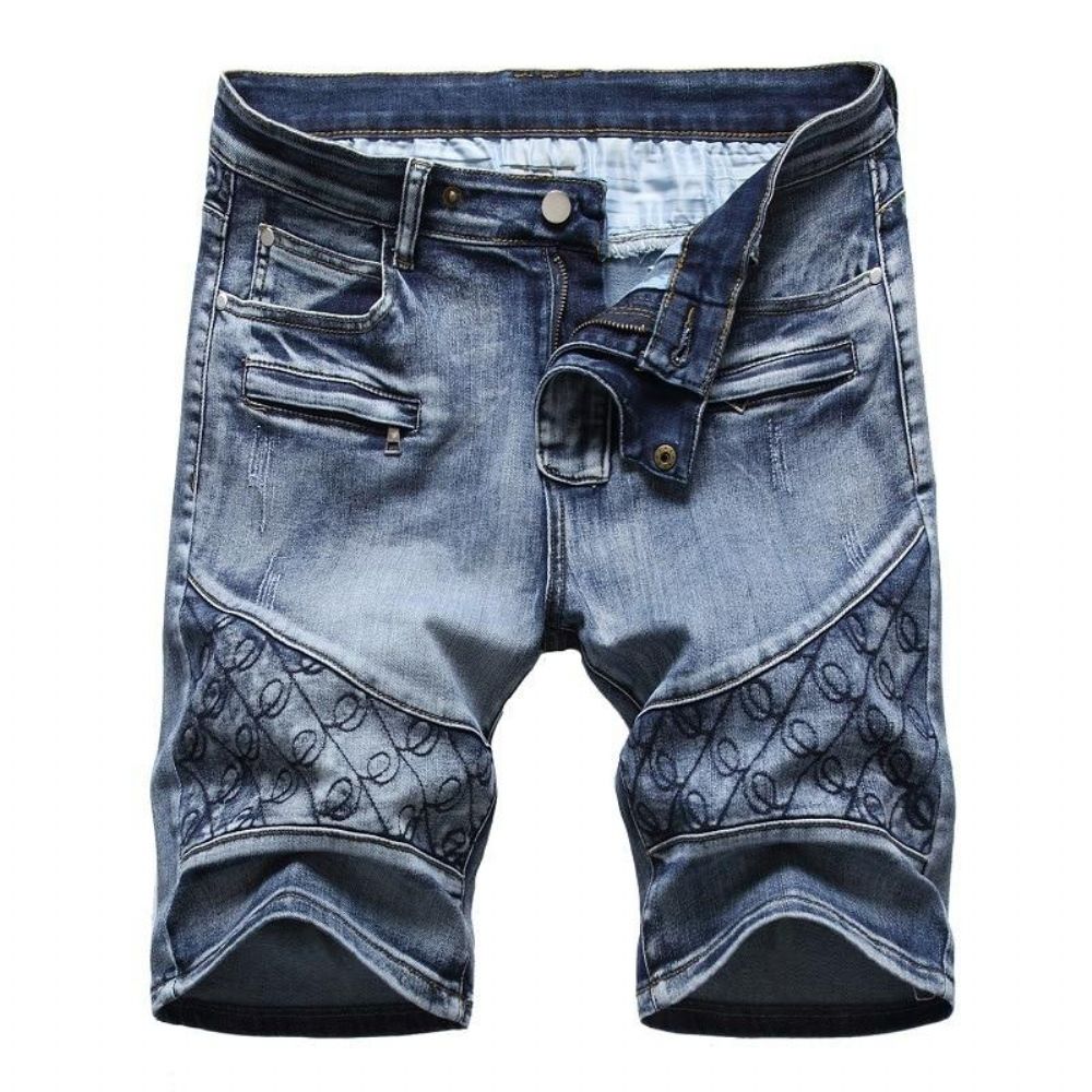 Vasket Fem-punkts Glidelås Shorts Jeans