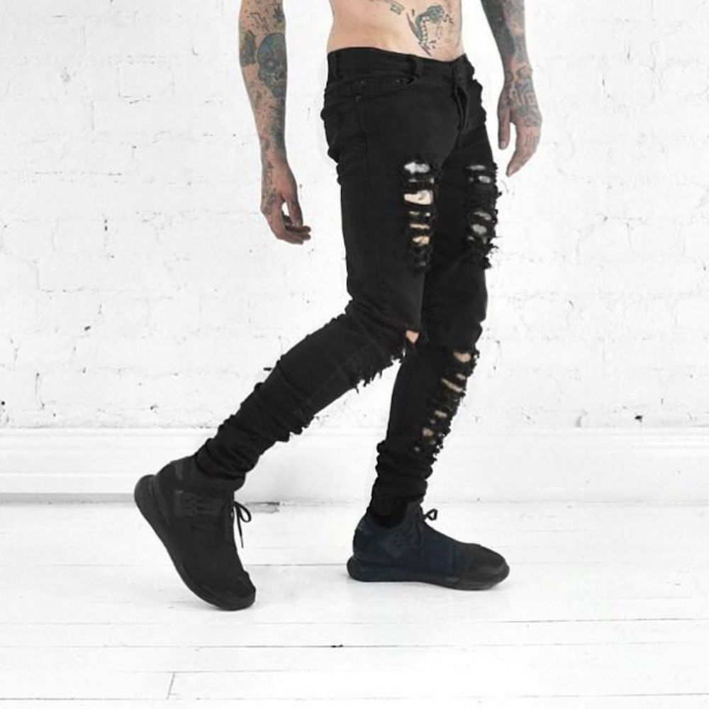 Hip Hop Swag Distressed Slim Jeans 3 Farger