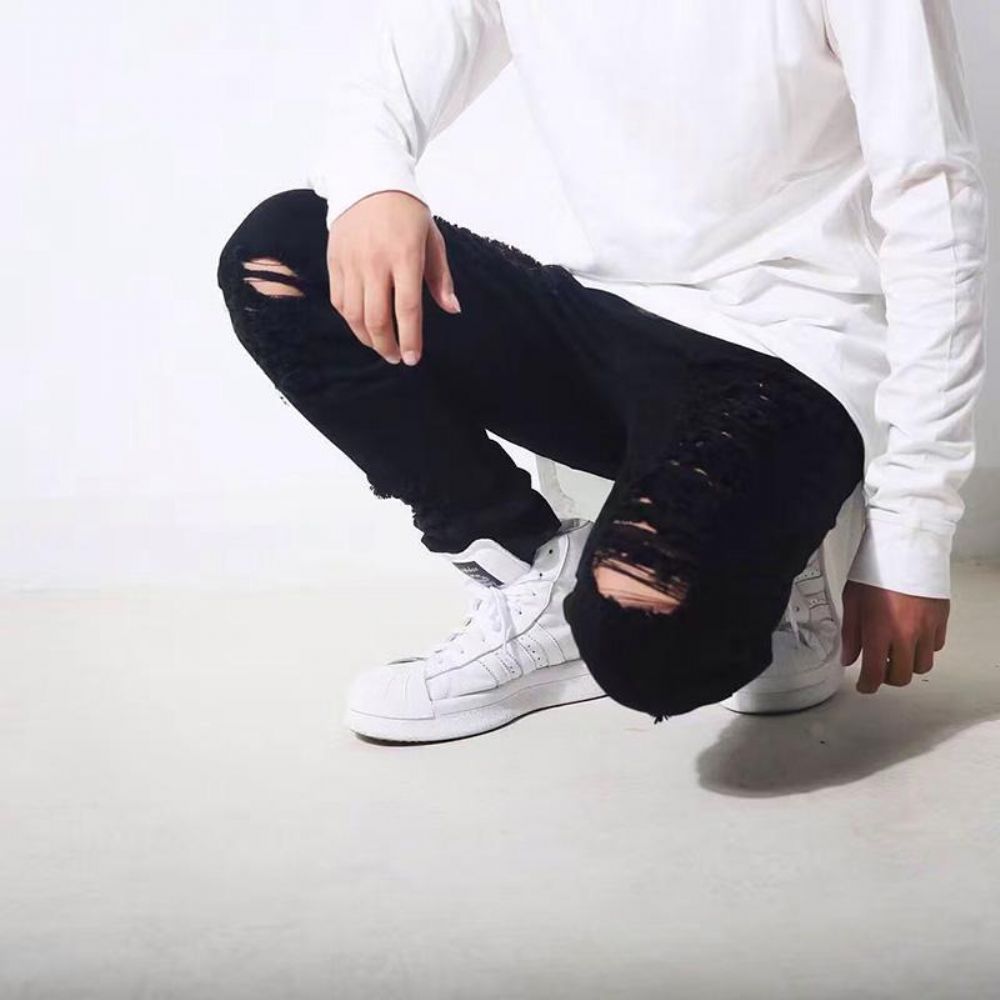 Hip Hop Swag Distressed Slim Jeans 3 Farger