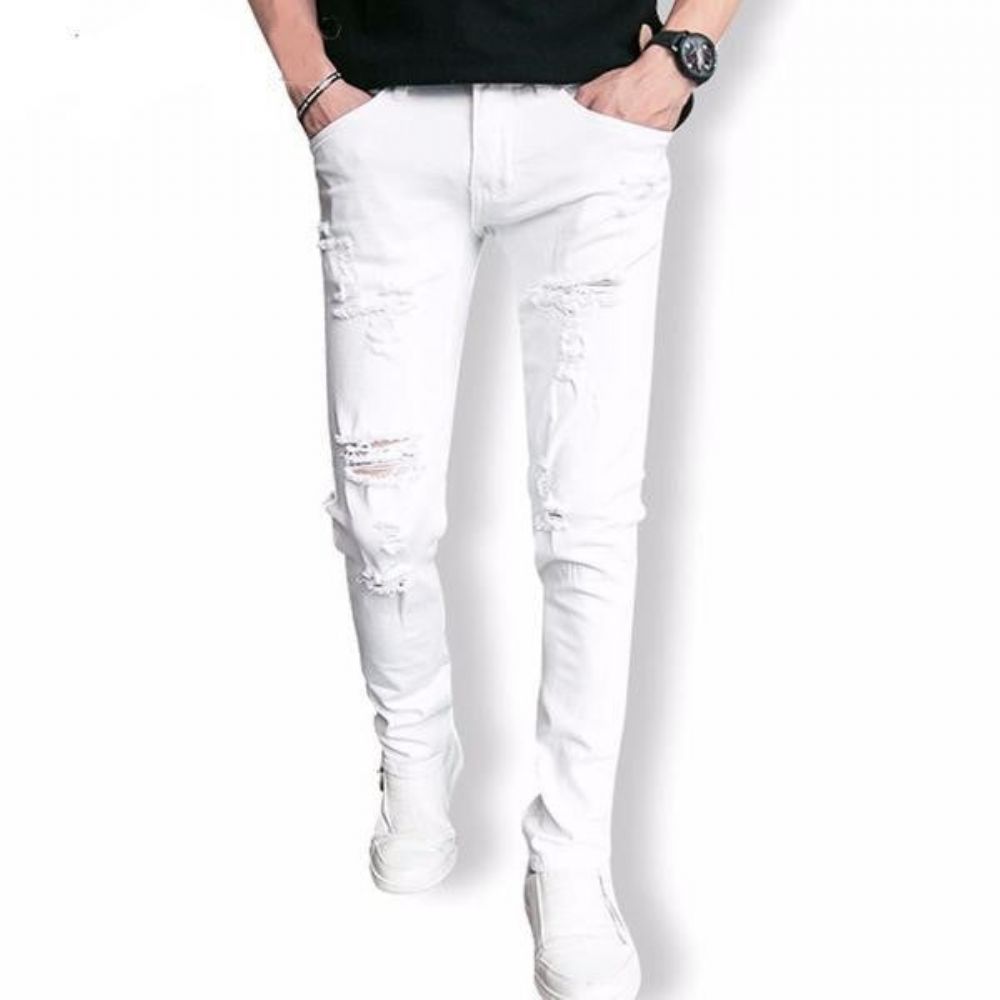 Mote Hvite Rippede Jeans