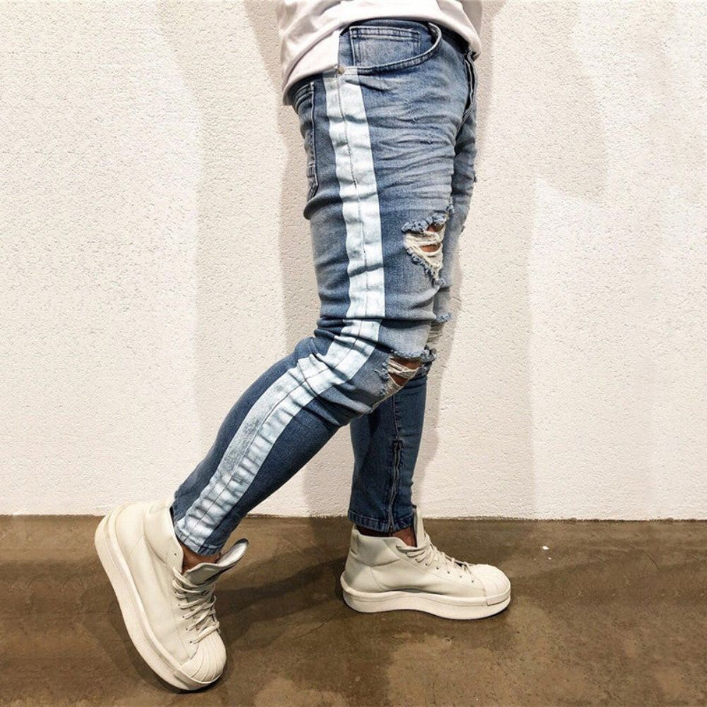 Ødelagte Jeans Med Glidelås I Siden Med Knehull