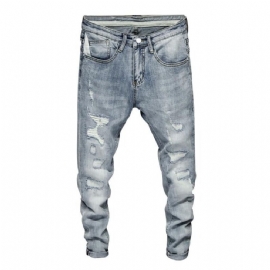 Rippede Skinny Lys Farge Jeans