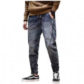 Ruched Leisure Jeans Med Elastisk Midje