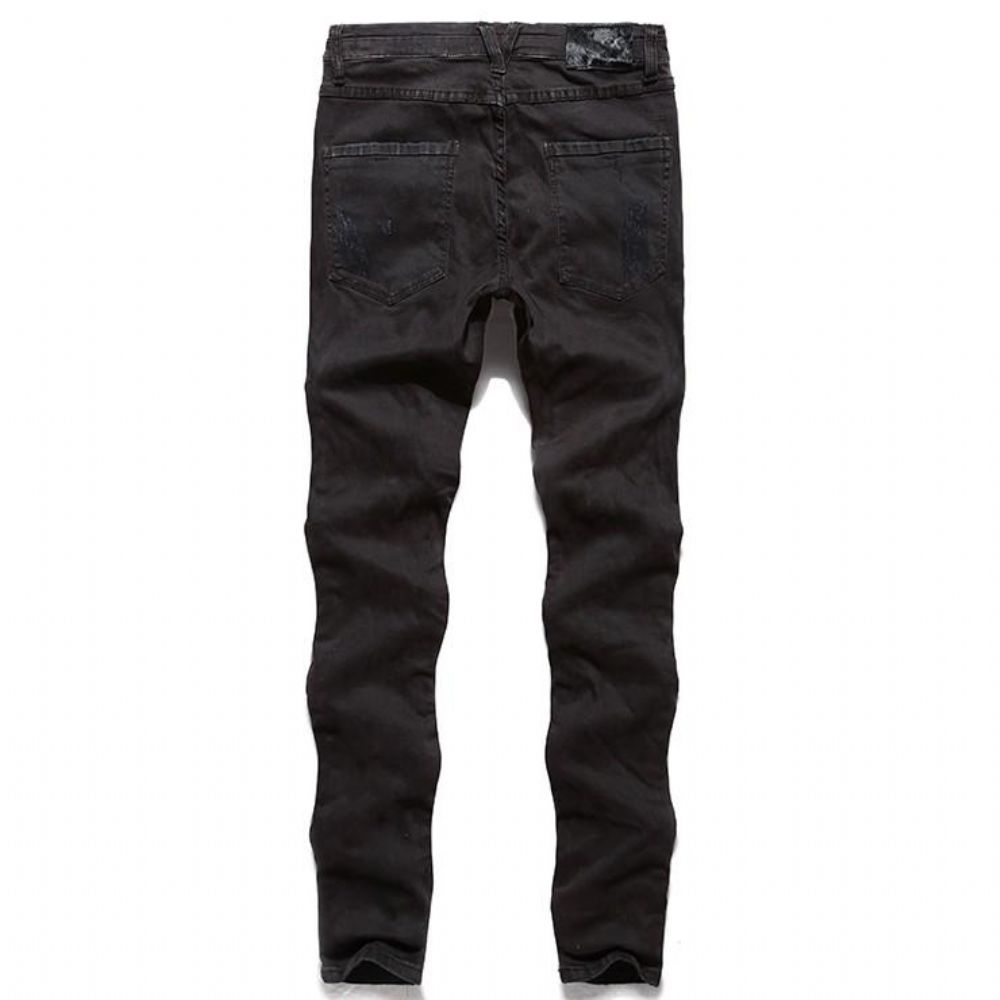 Svarte Denim-rippede Jeans