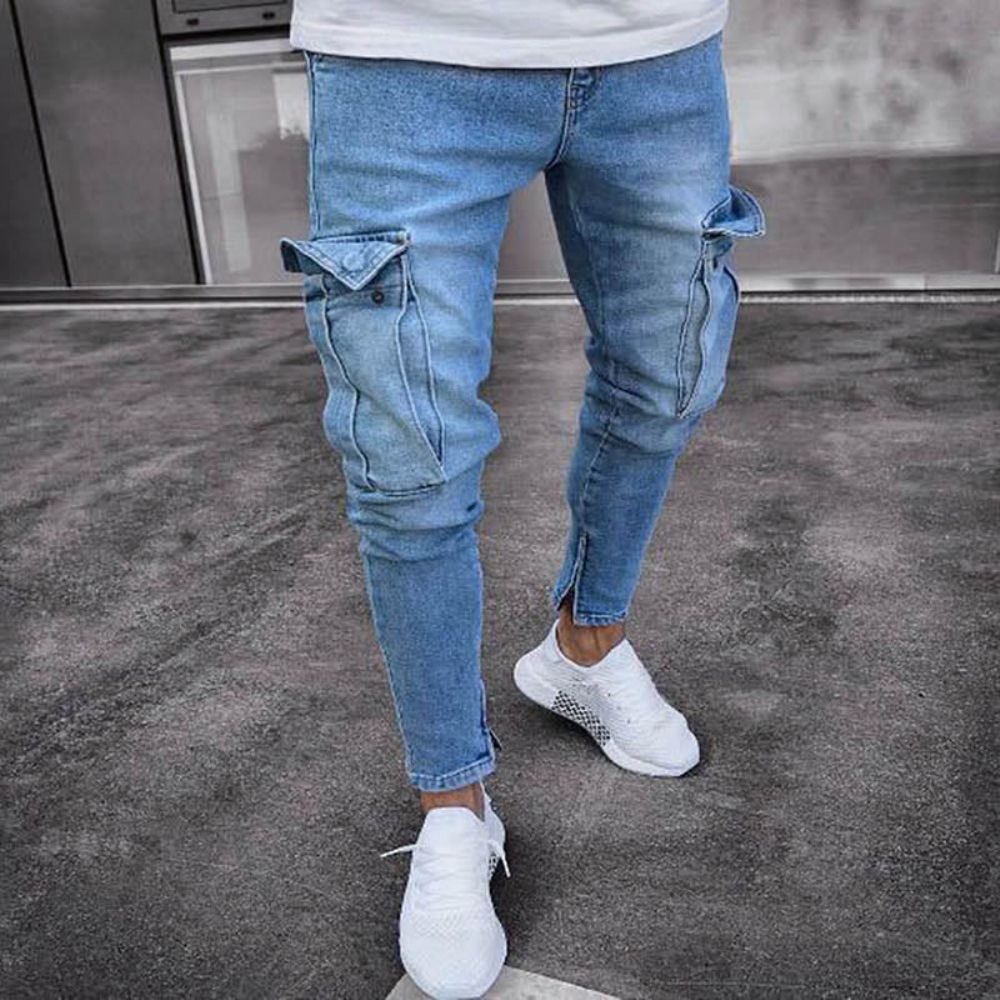 Trend Jeans Med Knehull Med Glidelåsføtter