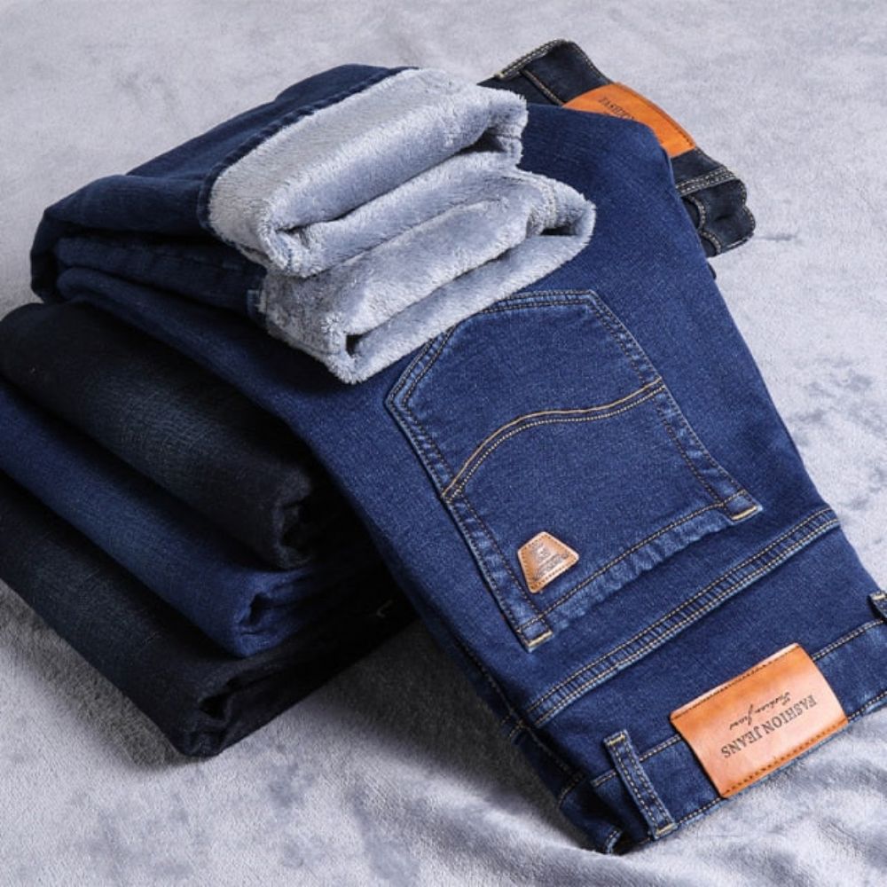 Vinter Fleece Varme Klassiske Jeans