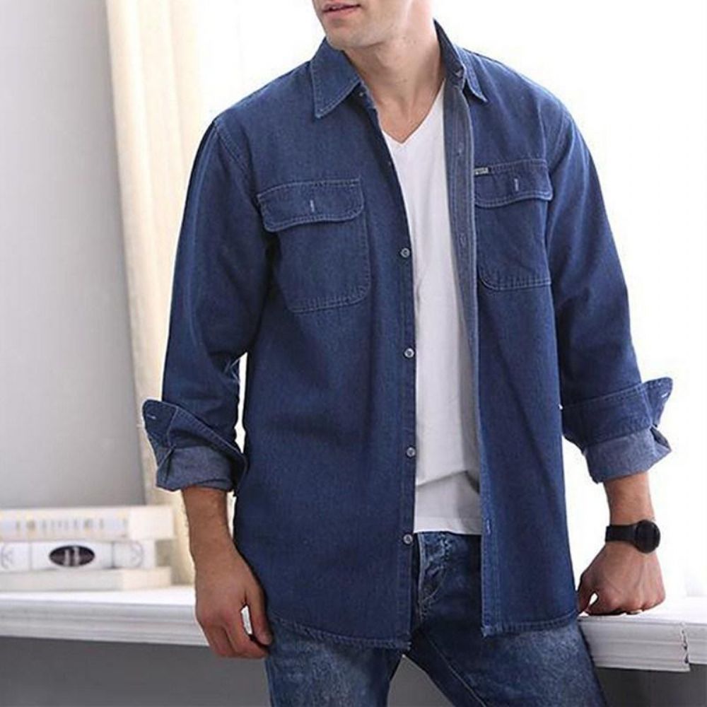 Denimskjorte For Menn Mote