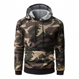 Plisserte Raglanermer Camouflage Hettegenser