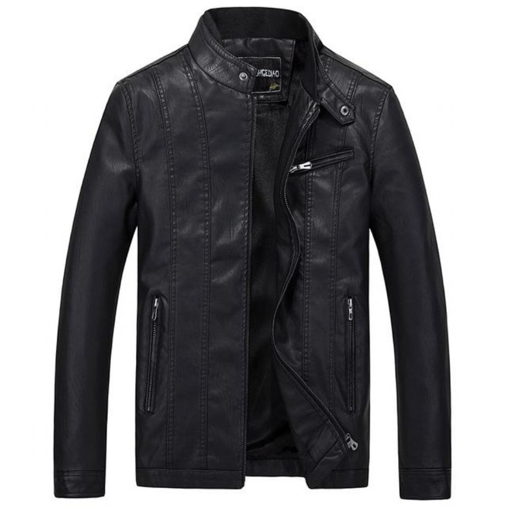 Biker Style Slim Fit Pu-skinnjakke