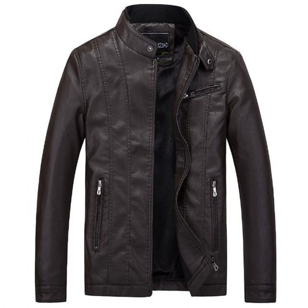 Biker Style Slim Fit Pu-skinnjakke