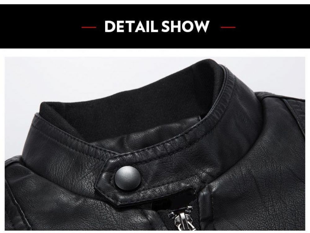 Biker Style Slim Fit Pu-skinnjakke