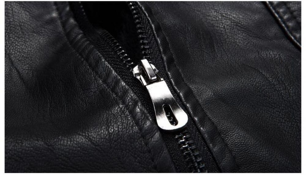 Biker Style Slim Fit Pu-skinnjakke