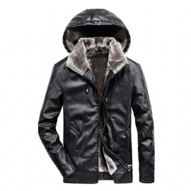 Faux Fur Liner Thicken Leather Coat