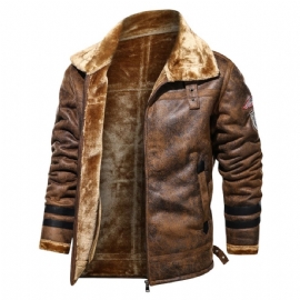 Leather Velvet Aviator Varmjakke