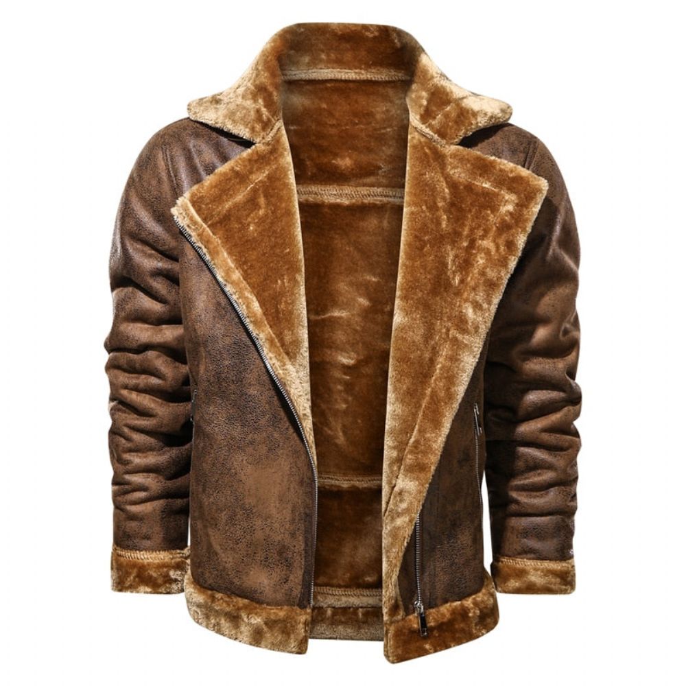 Leather Velvet Aviator Varmjakke