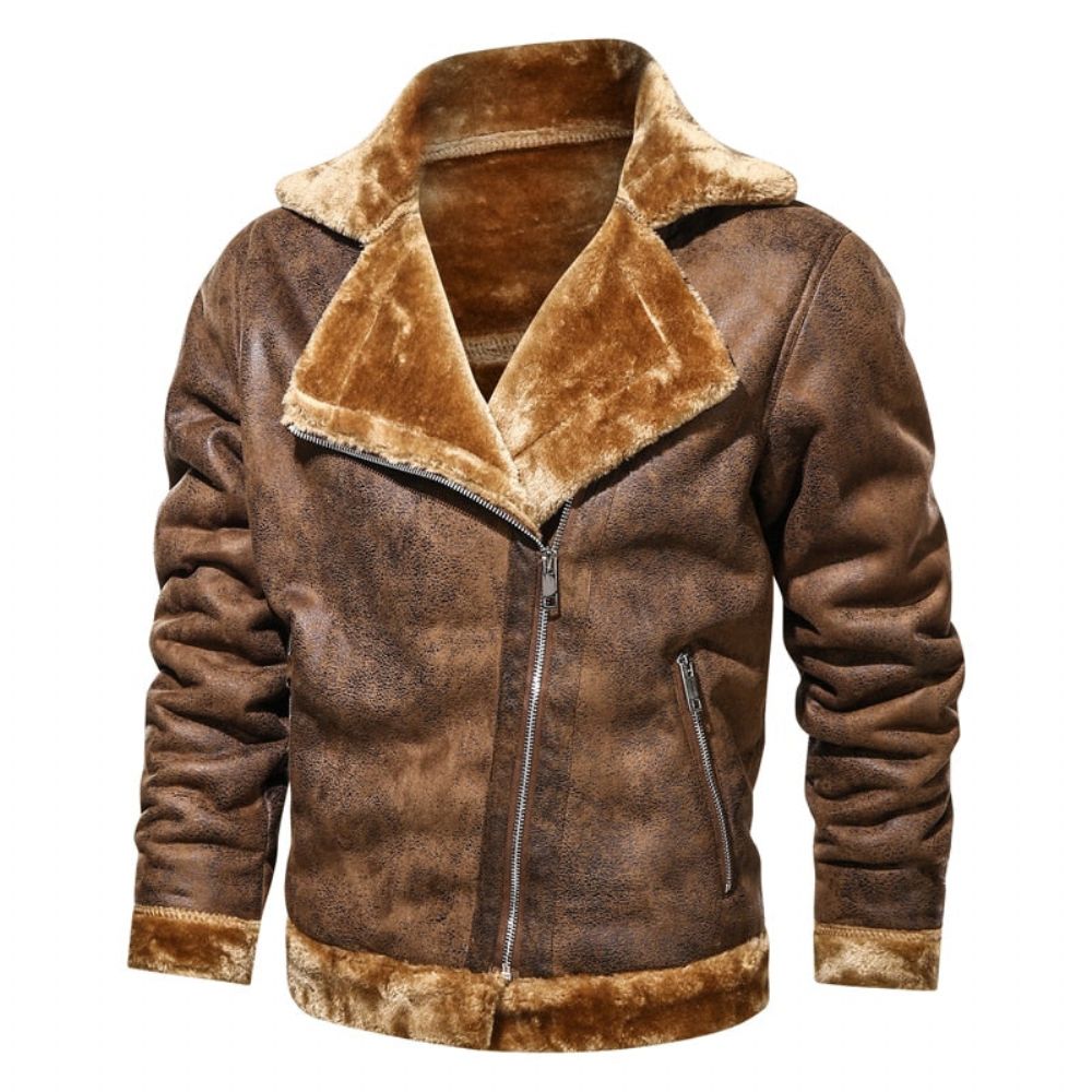 Leather Velvet Aviator Varmjakke