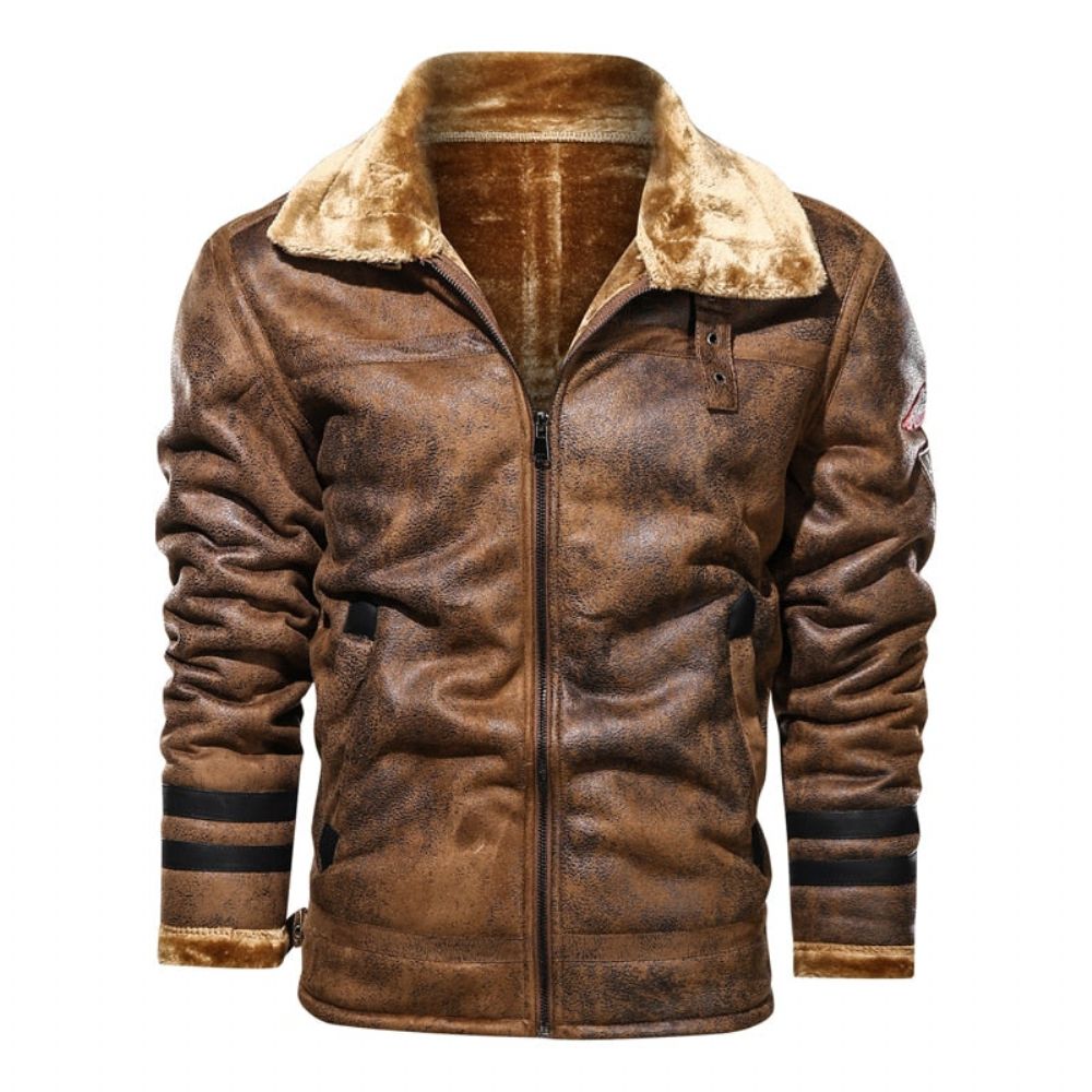 Leather Velvet Aviator Varmjakke