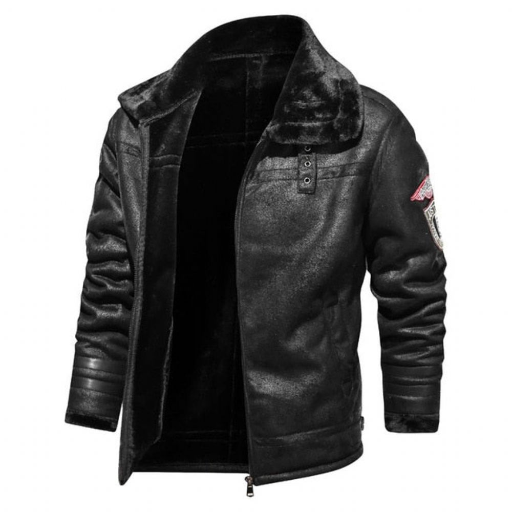 Leather Velvet Aviator Varmjakke