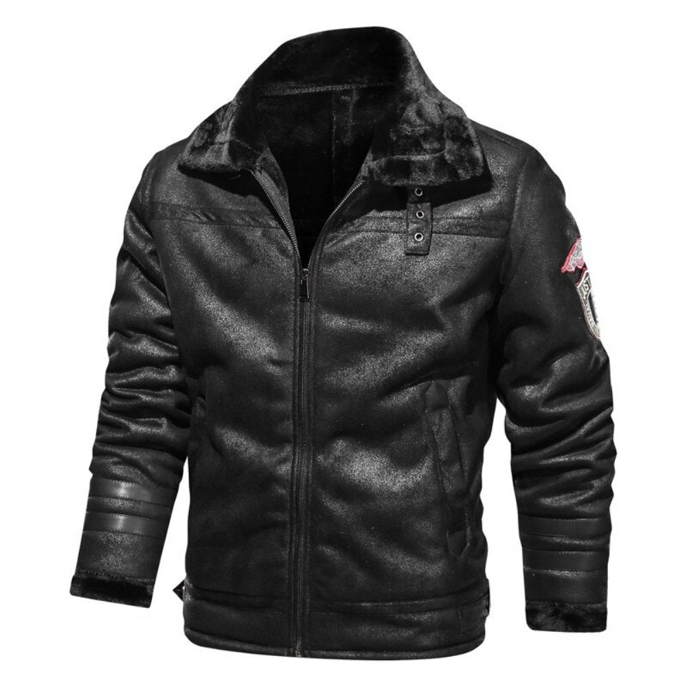 Leather Velvet Aviator Varmjakke