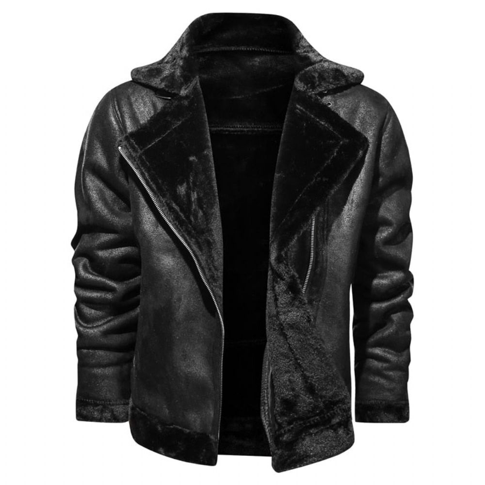 Leather Velvet Aviator Varmjakke