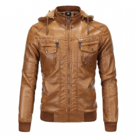 Luksus Fleece Pu Skinnjakke