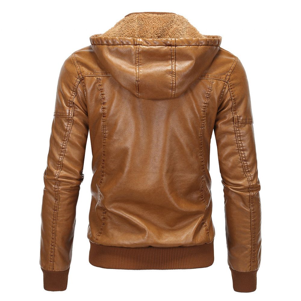Luksus Fleece Pu Skinnjakke