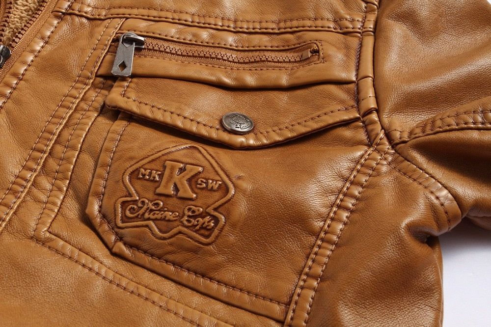 Luksus Fleece Pu Skinnjakke